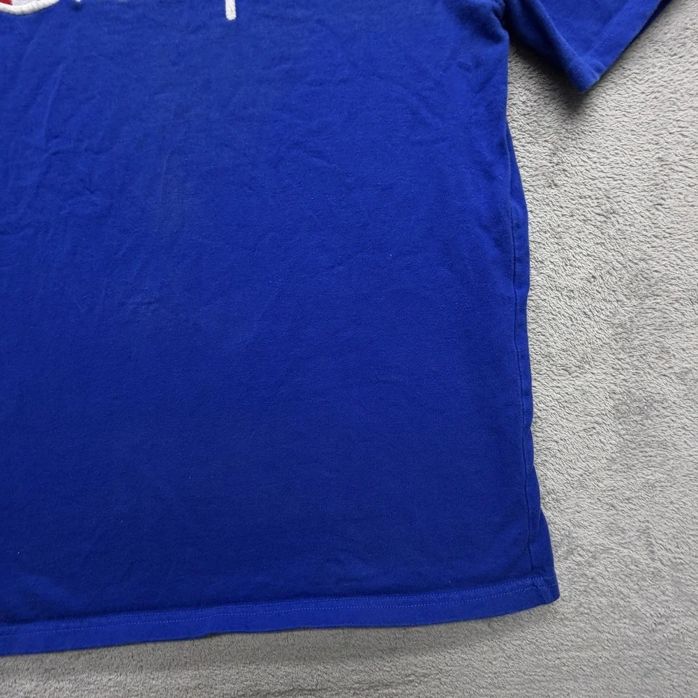 Champion Shirt Mens Medium Blue Script Logo‎ Graphic Tee T-Shirt Casual Crewneck